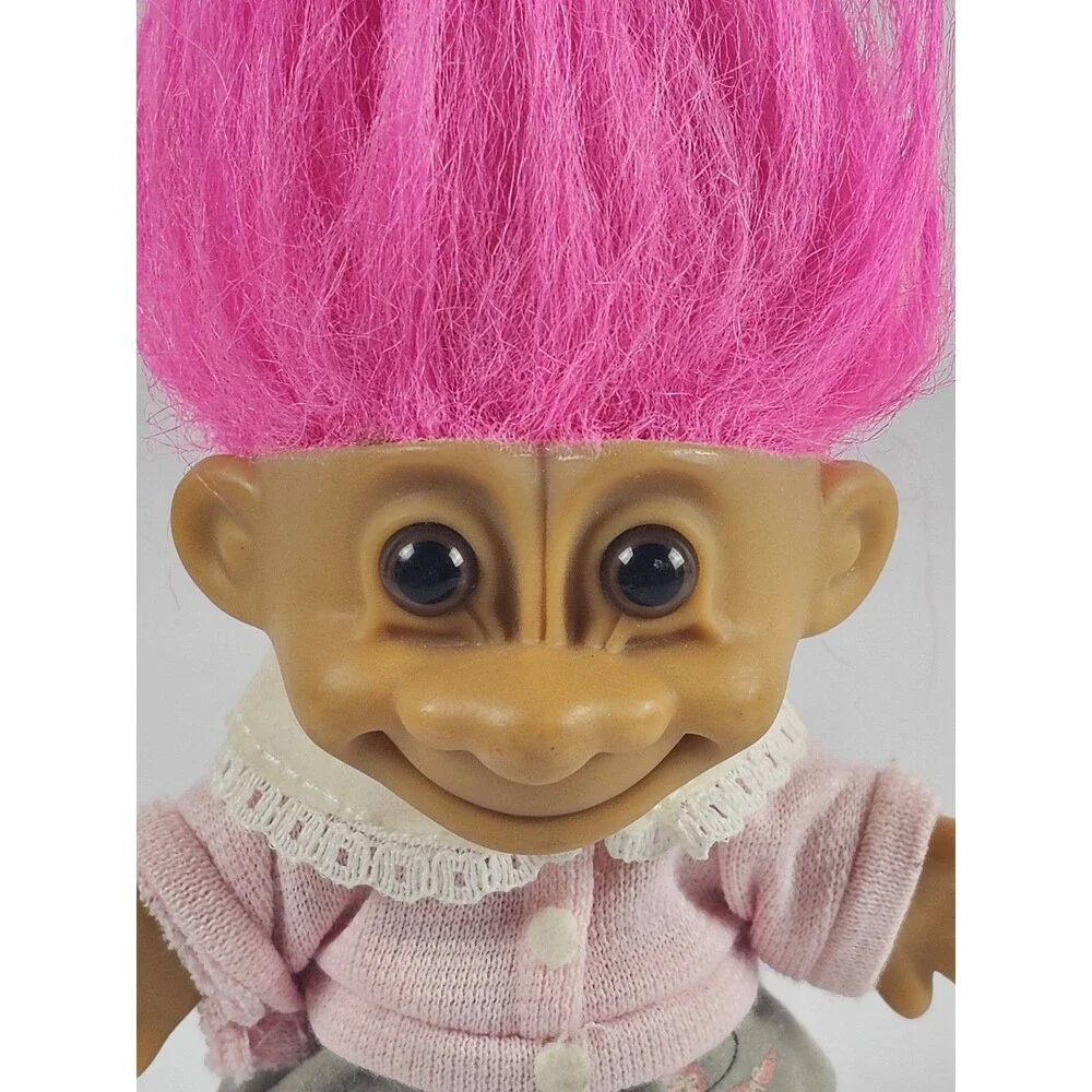 Russ Bernie Troll Doll w/ Pink Hair & Poodle Skirt 4.5 Inch